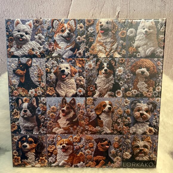 Floral Garden Happy Dogs Crafty Artistic Forestcore Sealed Puzzle (SKU: 228MI) - Picture 1 of 5